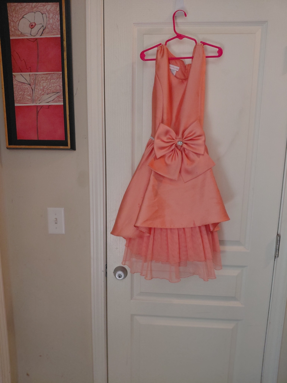 Rare Editions Peach Layered Formal Dress with Bow
